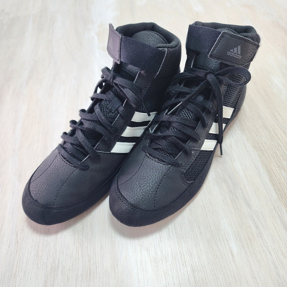 Adidas HVC 2 Wrestling Shoes Men 7.5 Black White Combat AQ3325 Training Boxing - Picture 2 of 7